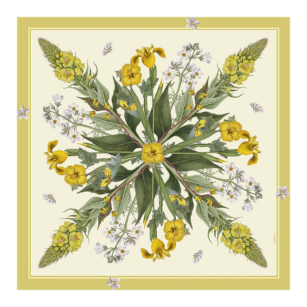 Silketørklæde Flora Danica Yellow 50 x 50