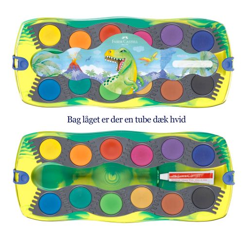 Faber-Castell Dino 12 vandfarver + dæk hvid