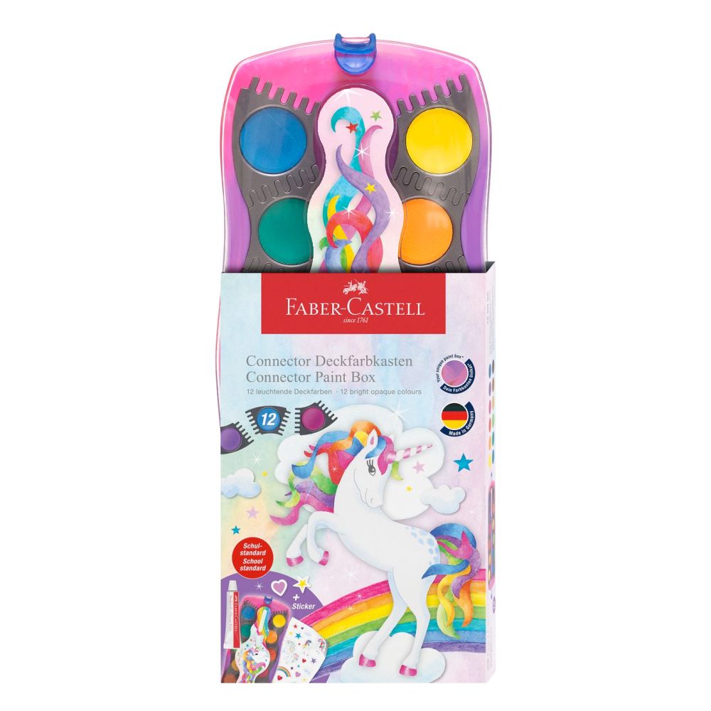 Faber-Castell Unicorn 12 vandfarver + dæk hvid