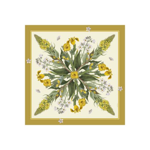 Silketørklæde Flora Danica Yellow 50 x 50