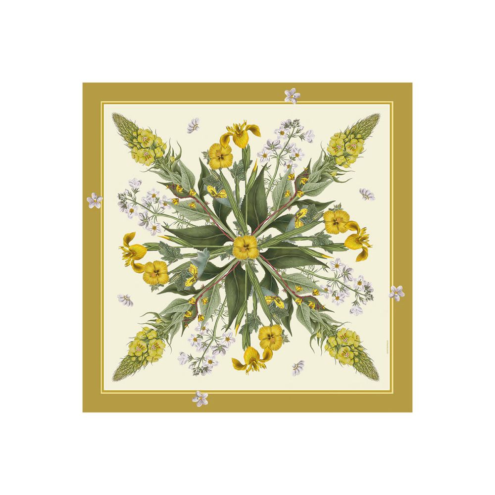 Silketørklæde Flora Danica Yellow 50 x 50