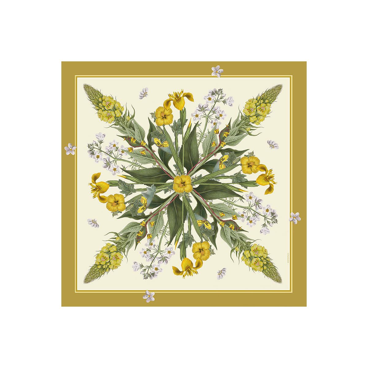 Silketørklæde Flora Danica Yellow 50 x 50