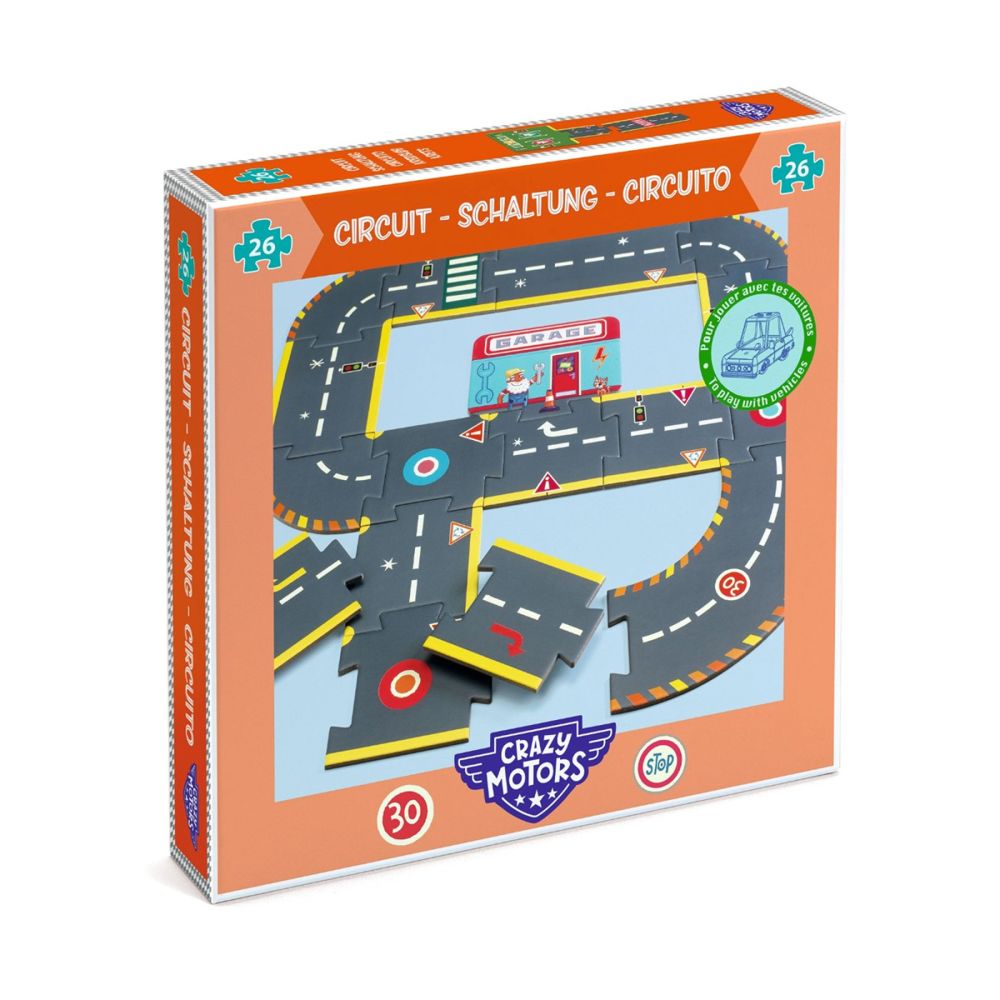 Djeco Crazy Motors Vejpuslespil 26 brikker