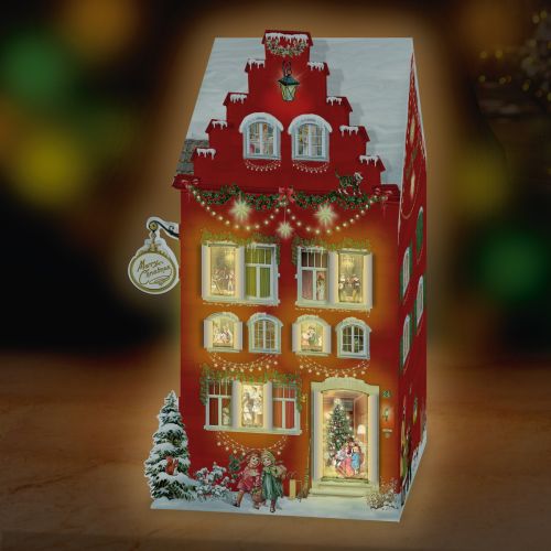 Julekalender Julehus med låger og lys 3D