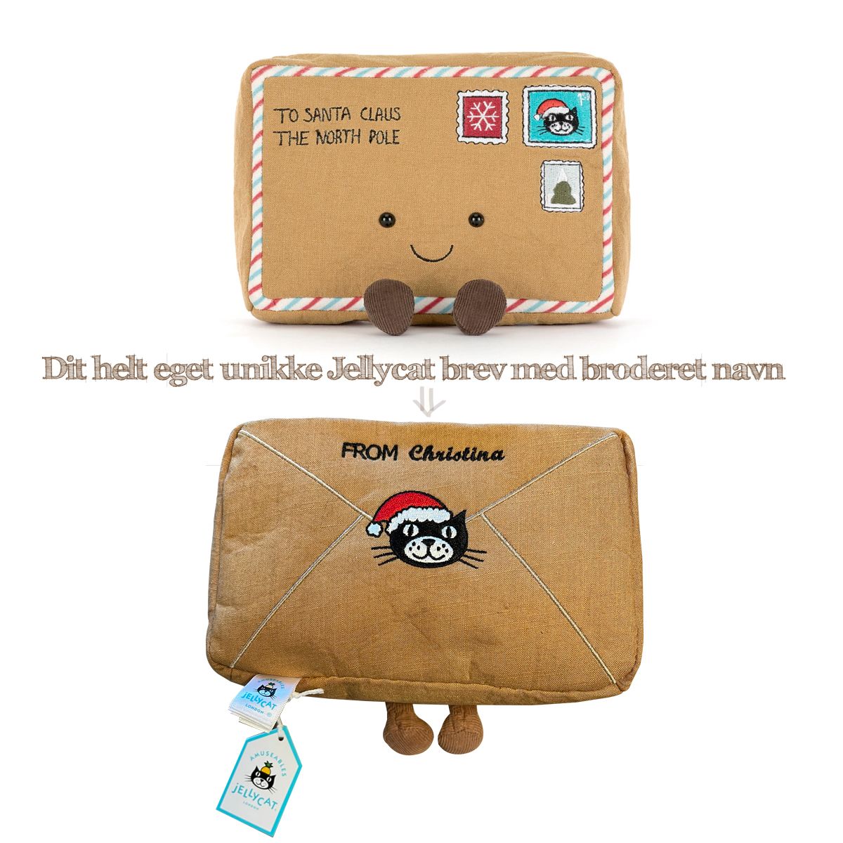 Jellycat Amusables Brev til Julemanden - broderet med navn