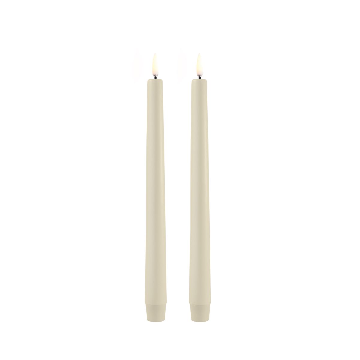 LED 2 stk. Stearinlys Oyster grey D2,3 x H25 cm