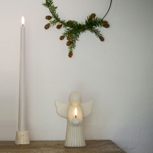 LED 2 stk. Stearinlys Oyster grey D2,3 x H25 cm