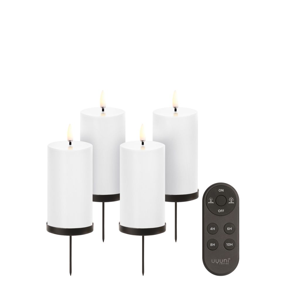 Gaveæske 4 stk. LED stearinlys Nordic white med tilbehør