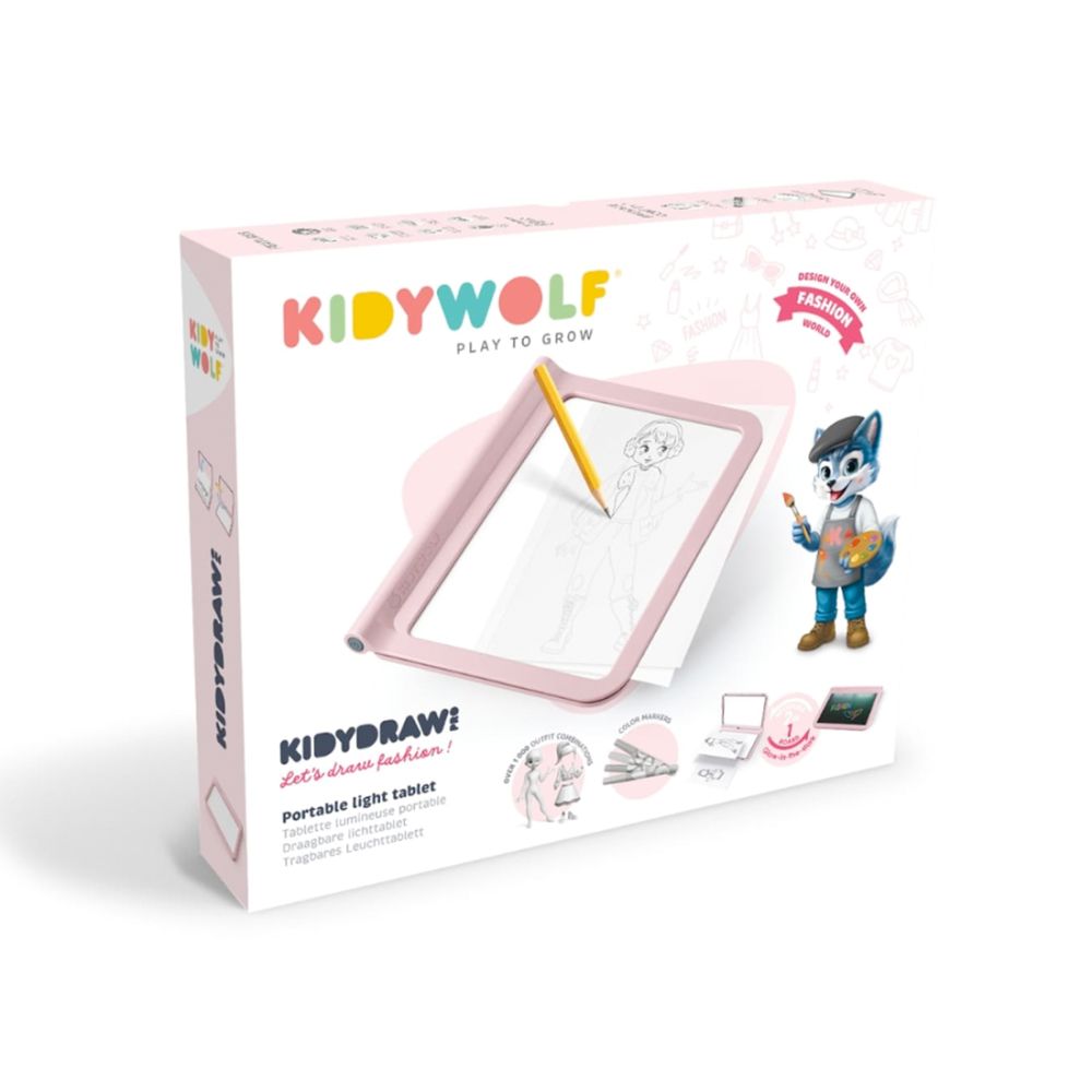 KidyWolf Transportabel tegnetavle Lystavle rosa fassion