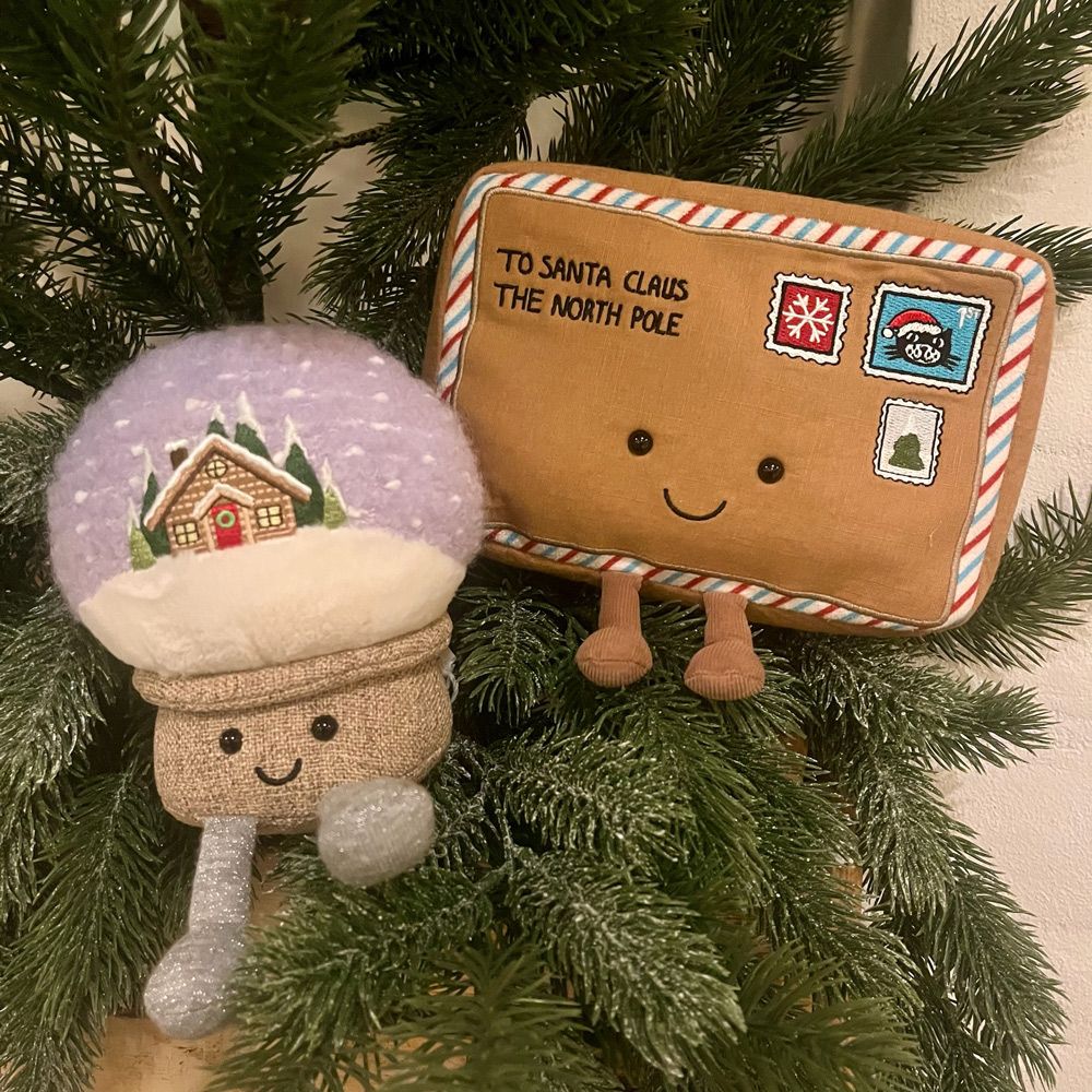 Jellycat Amusables julemagi brev og rystekugle snekugle
