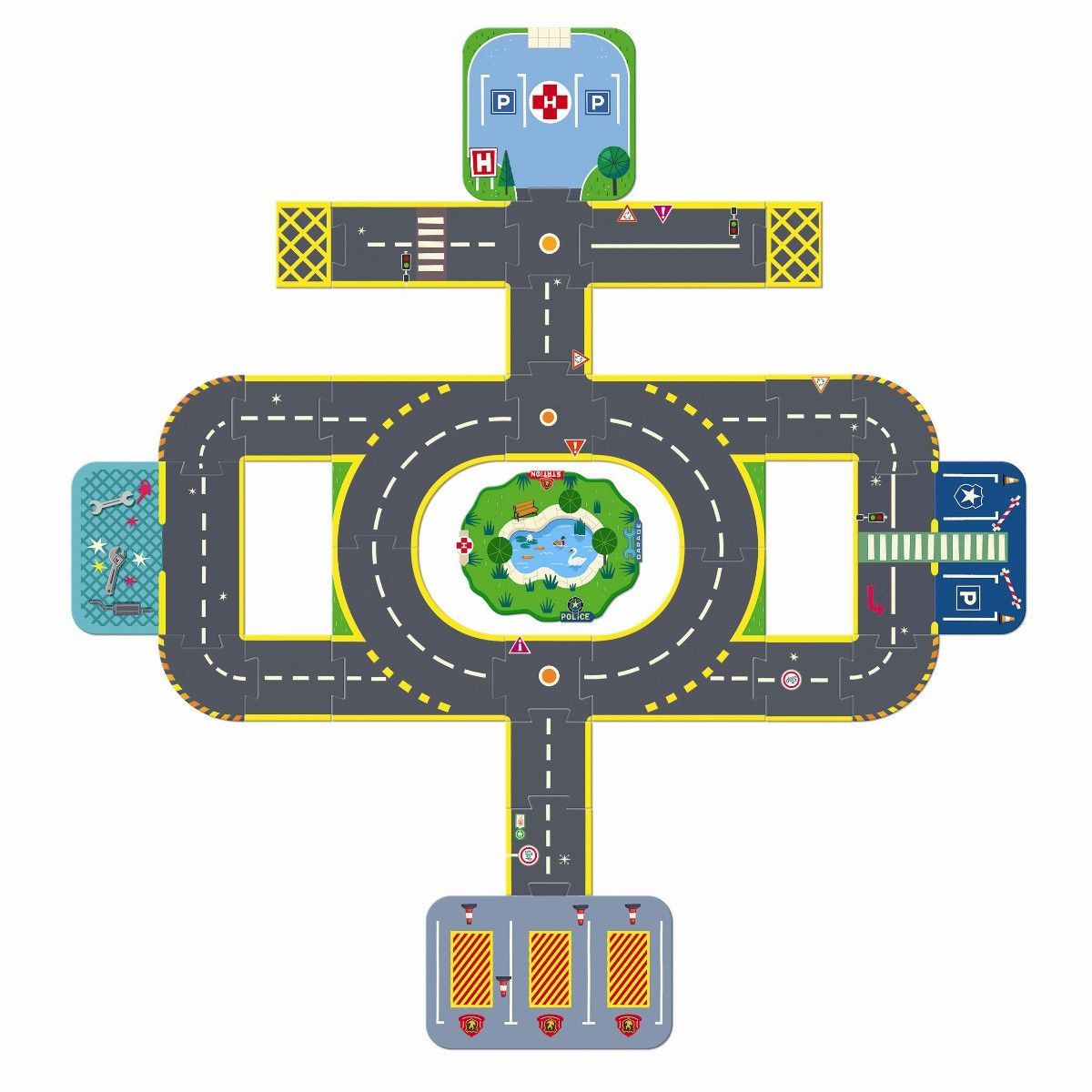 Djeco Crazy Motors Puzzl'up Vejpuslespil 34 brikker