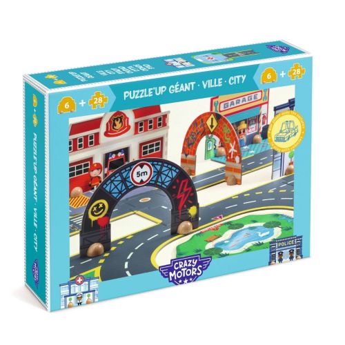 Djeco Crazy Motors Puzzl'up Vejpuslespil 34 brikker