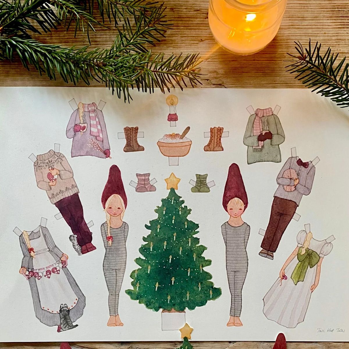 Påklædningsdukker jul Klippeark A4