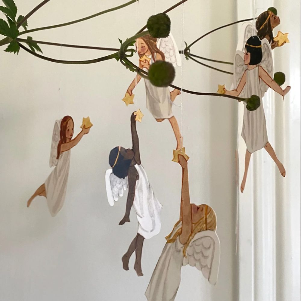 Engle med stjerner Klippeark A4