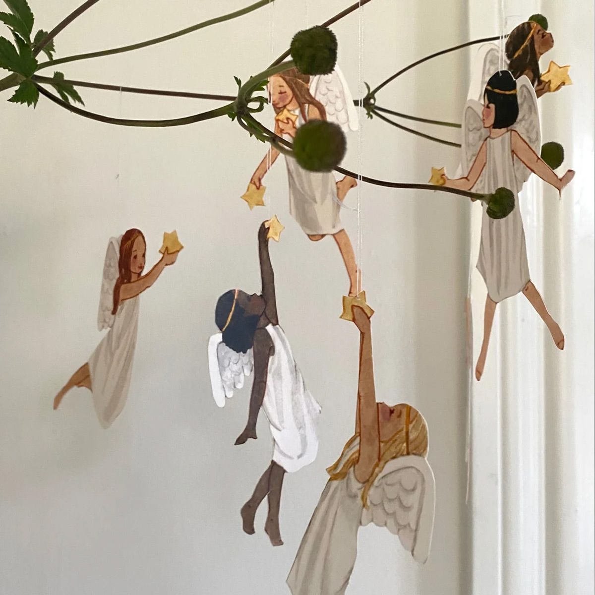 Engle med stjerner Klippeark A4