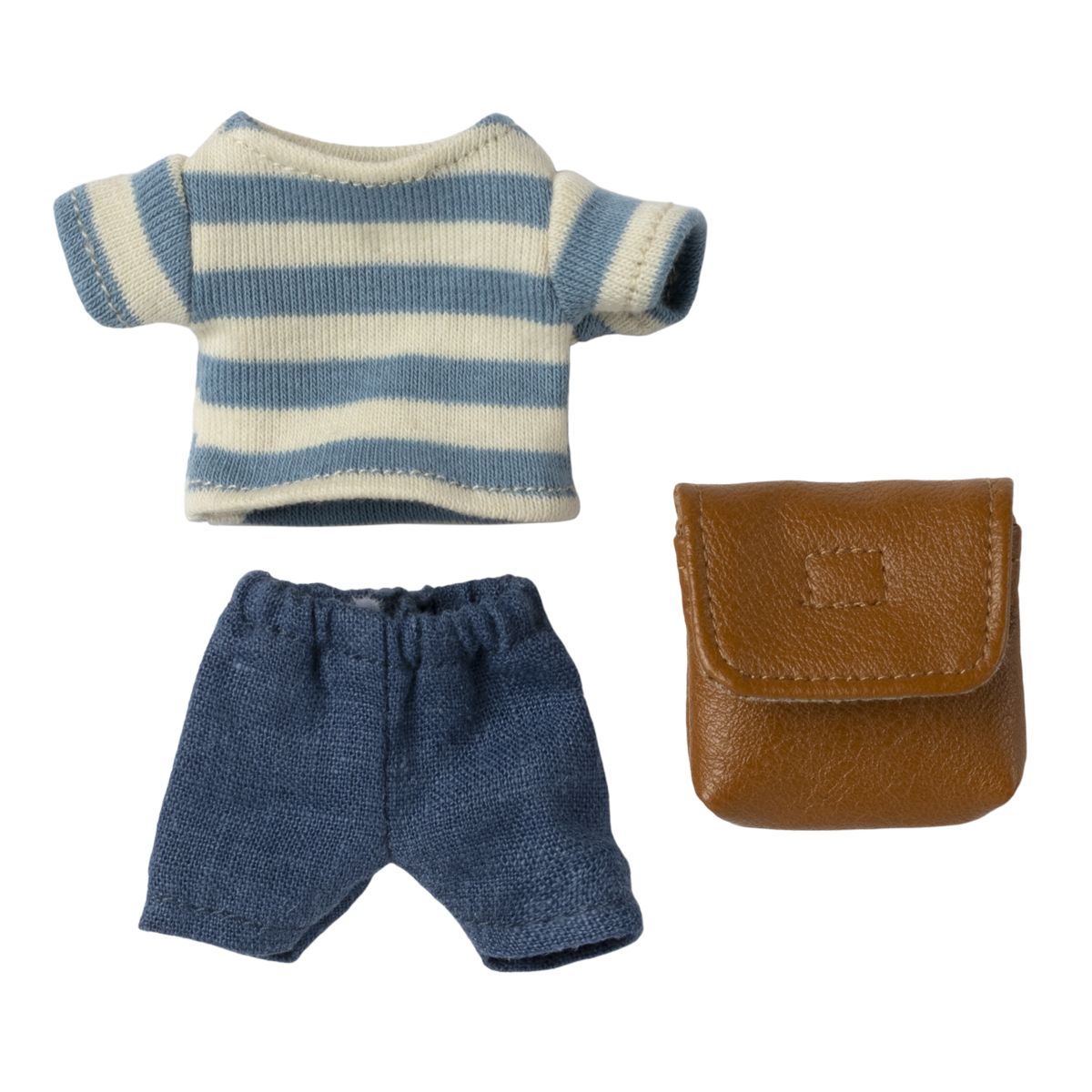 Maileg Tøj og taske Storebror mus i Brun