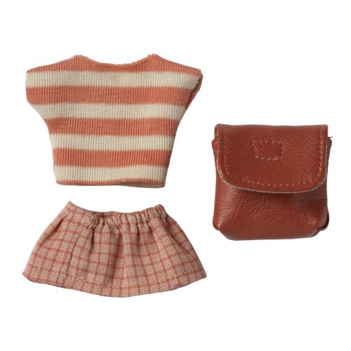 Maileg Tøj og taske Storesøster mus i Koral