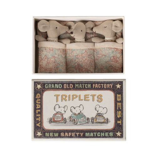 Maileg Trillinger Baby Mus i æske Tern