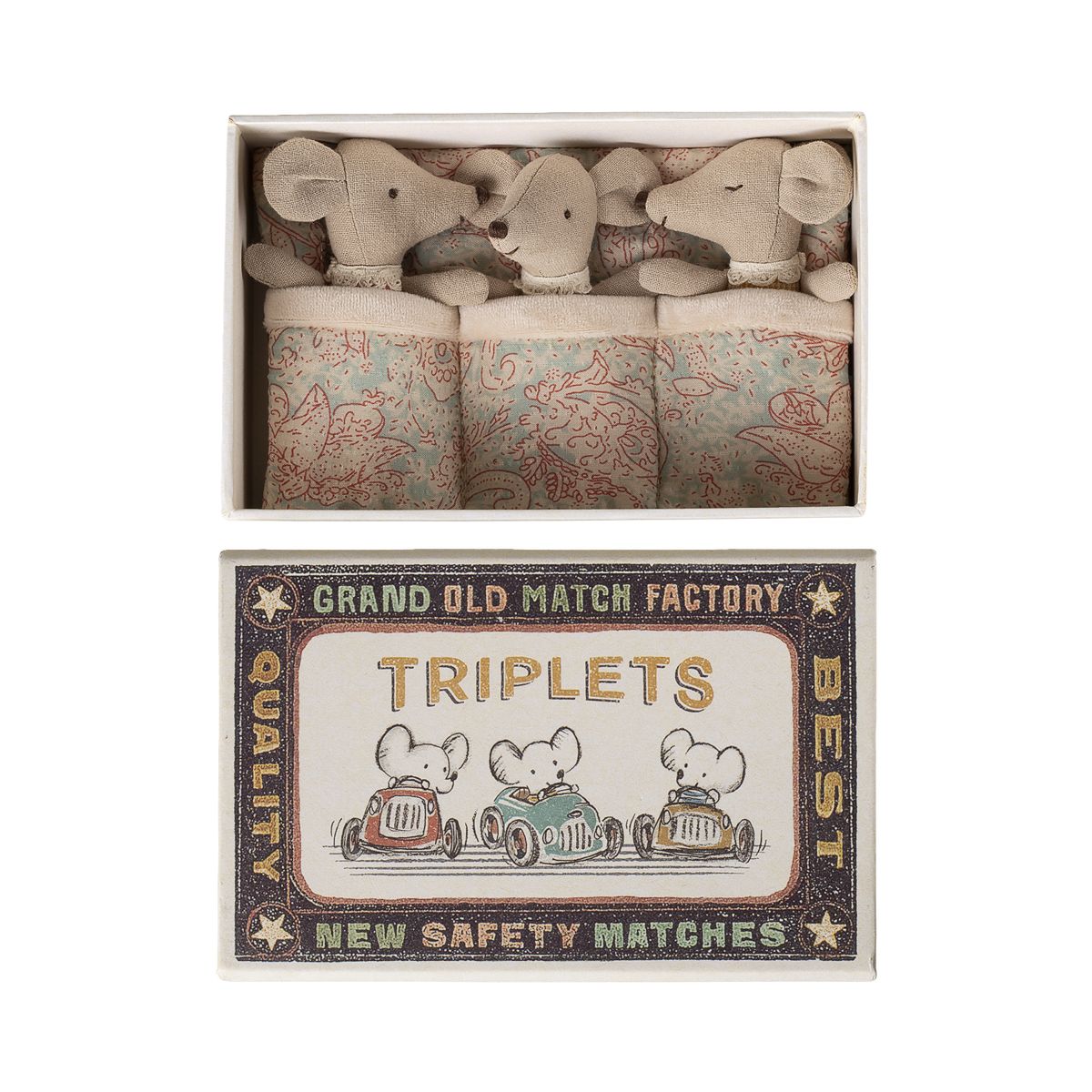 Maileg Trillinger Baby Mus i æske Tern