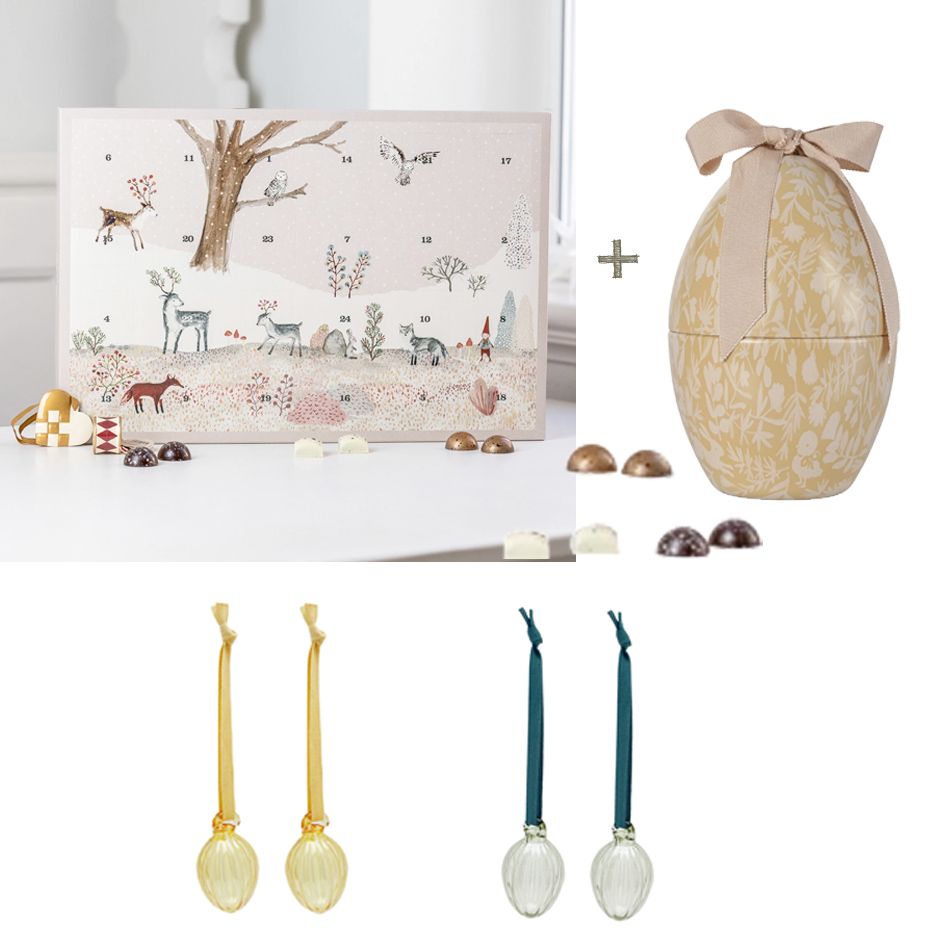 Maileg Chokolade kalender inkl. 4 metal ophæng, påskeæg og ophæng