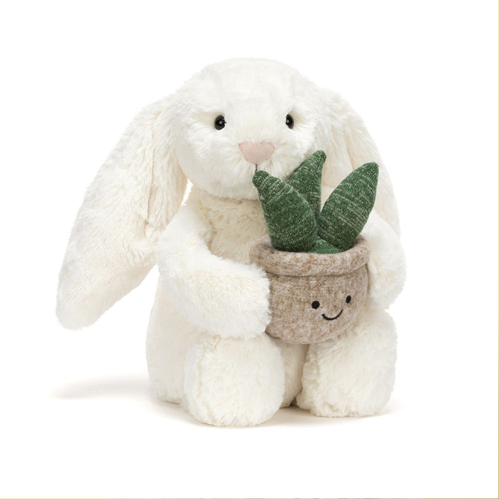 Jellycat Kanin Bashful Creme med plante 31 cm