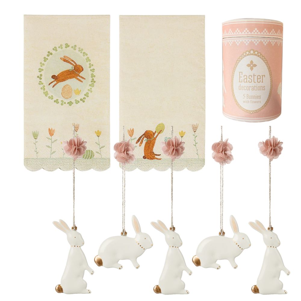 Pakketilbud Maileg Påskeophæng 2021 inkl. servietter