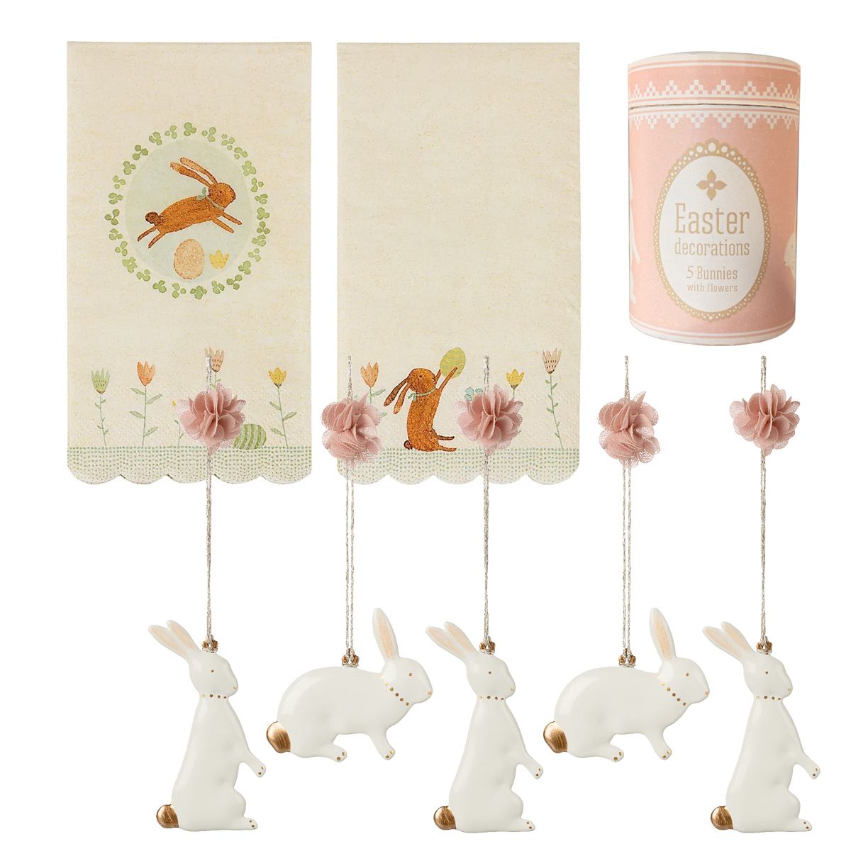 Pakketilbud Maileg Påskeophæng 2021 inkl. servietter