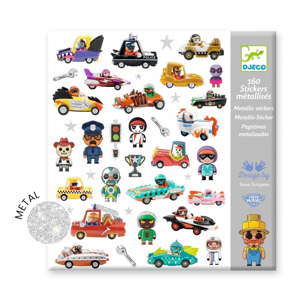  Djeco Klistermærker - metaleffekt Crazy Motors (D9287) 