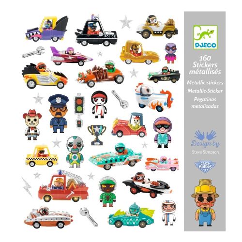 Djeco Klistermærker - metaleffekt Crazy Motors