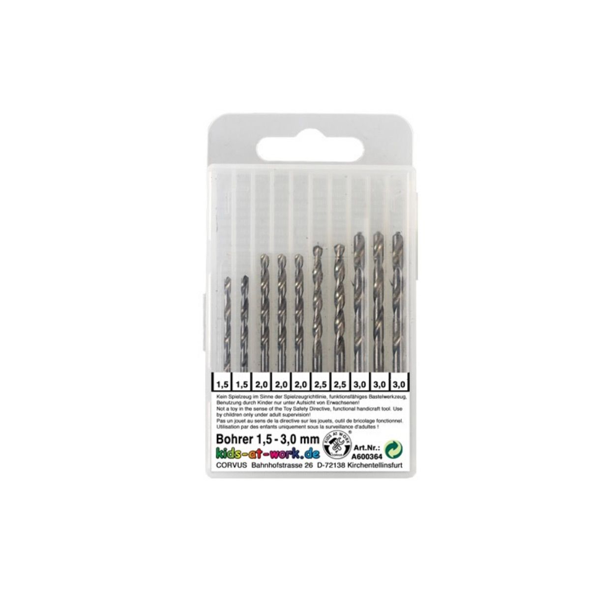 Corvus Metalbor i æske 10 stk 1,5-3 mm