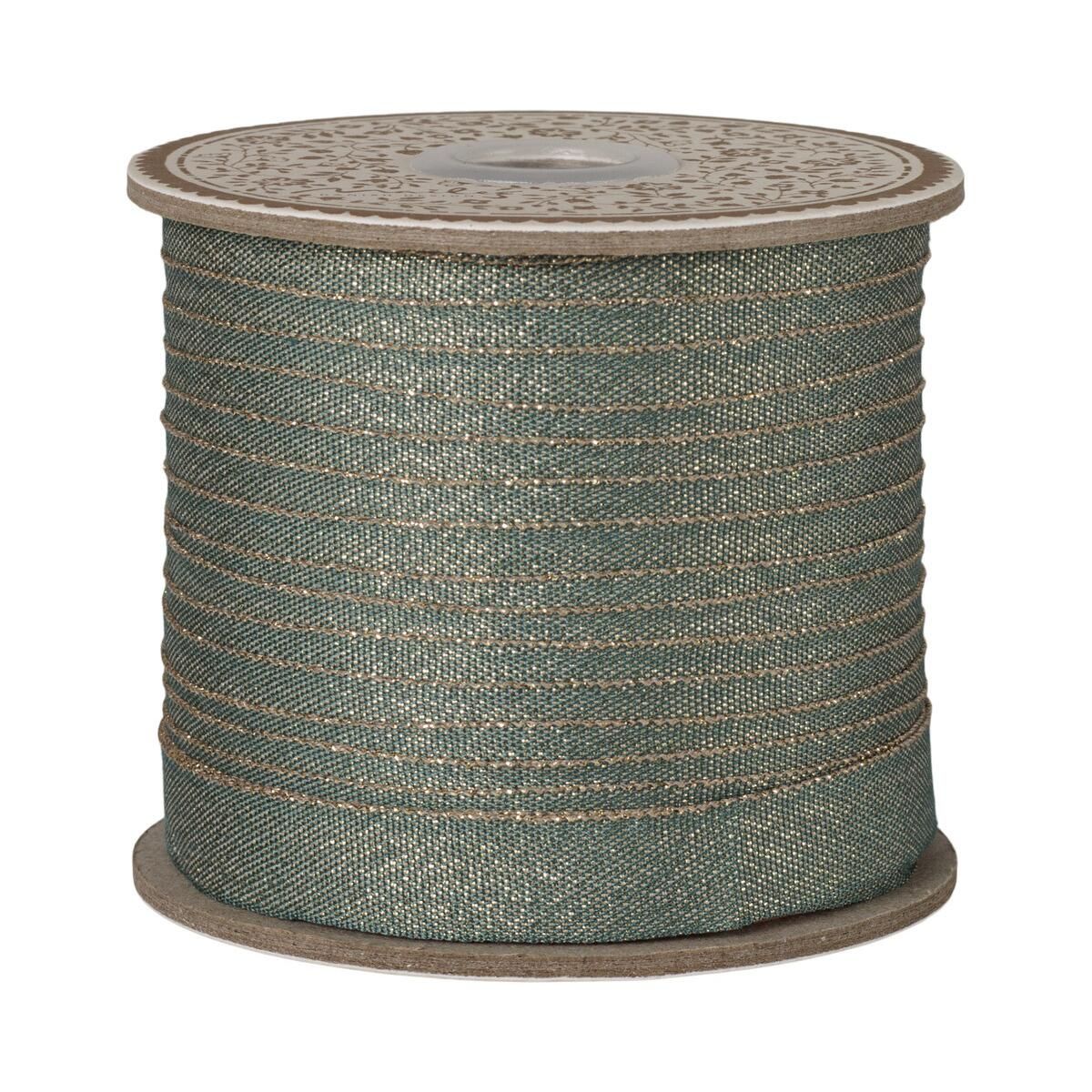 Maileg Gavebånd bredde 13 mm Grøn/Guld 1 m