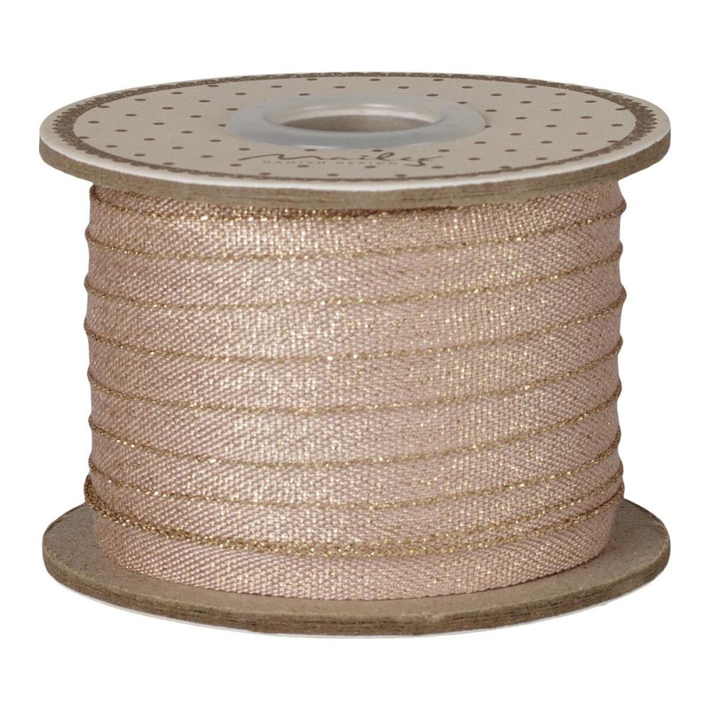  Maileg Gavebånd bredde 6 mm x L25 m - Lys rosa/Guld (19-6205-00) 
