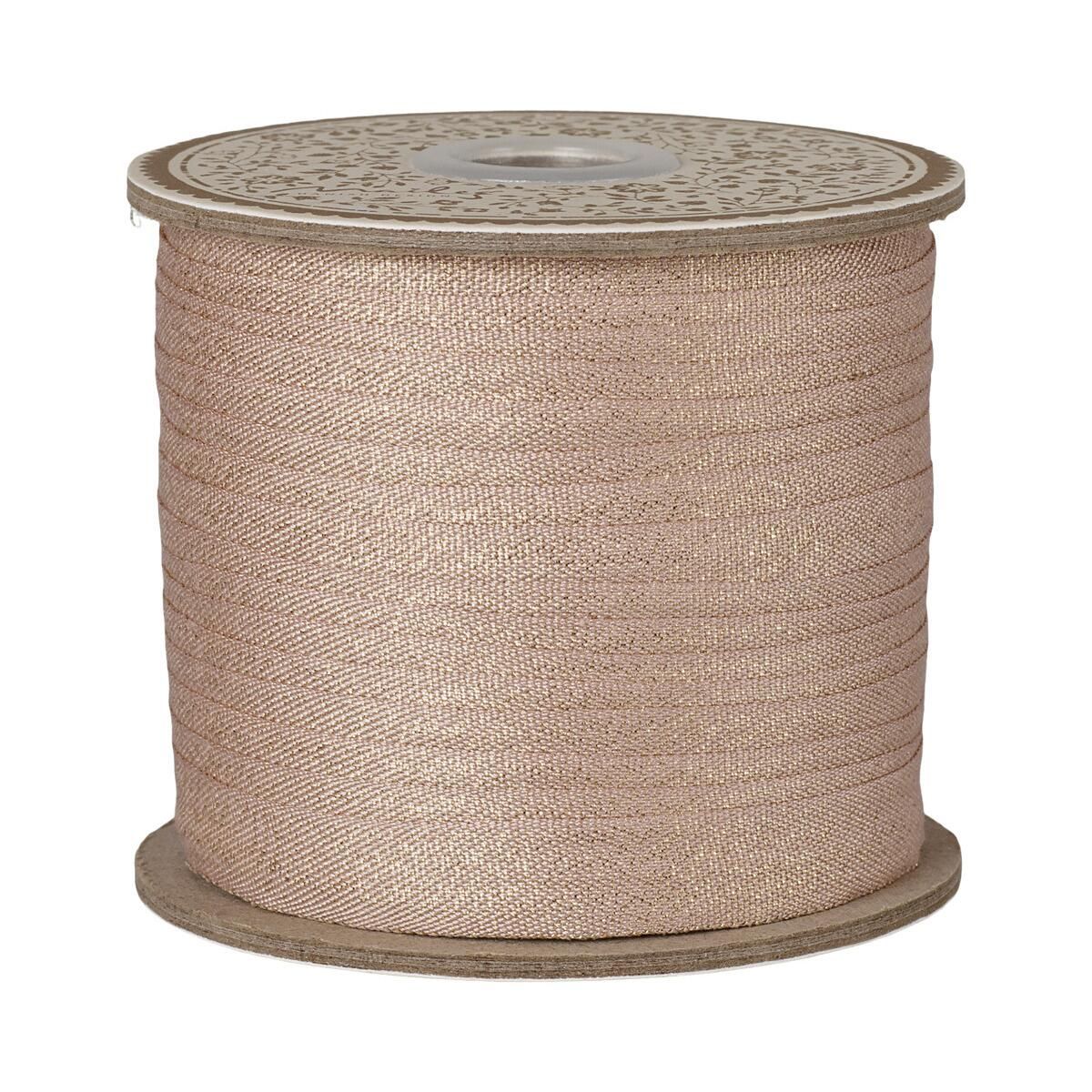 Maileg Gavebånd bredde 13 mm - Lys rosa/Guld 1 m