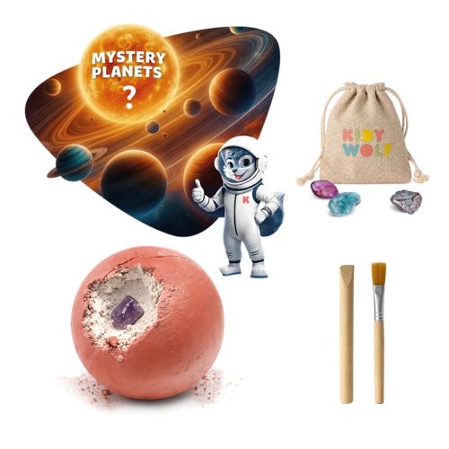  KidyWolf Kidyplanet Mystery Planet - Udgravningssæt med ædelsten (KIDYPLANET-MYS-DIS) 