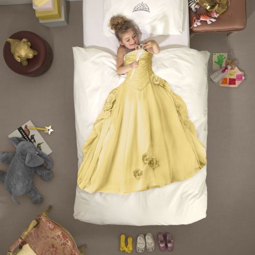 Sengetøj med gul prinsesse kjole